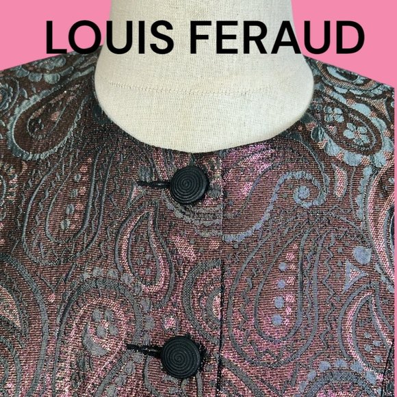 VINTAGE LOUIS FERAUD PAISLEY LAME CROPPED FITTED JACKET (SZ 6) (EUC) - Picture 3 of 9
